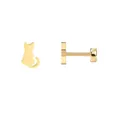 Flache 18K vergoldete Edelstahl Ohrstecker mit Katzen-Silhouette und Schraubverschluss - Katze / Gold