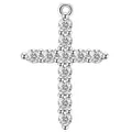 Silver micro-paved zircon cross pendant in brass with shiny 18K gold plating - Minimalist Cross (NK8096) / Single Hole Gold