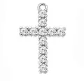 Silver-toned brass cross pendant with sparkling zircon inlays and 18K gold plating - Classic Cross (NK8110) / Single Hole Silver