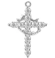 Silver cross pendant with a crown design and micro-pave cubic zirconia crystals - Crown Orbit Cross (NK8235) / Single Hole Silver