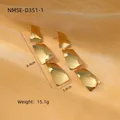 Elegant geometric fringe tassel drop earrings in gold plated stainless steel - Gold Three-Section Geometric Plate Style (NMSE-D351-1)
