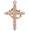 Rose gold crown cross pendant with sparkling white cubic zirconia micro-pave setting - Crown Orbit Cross (NK8235) / Single Hole Rose Gold