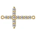 18K gold plated brass cross charm with clear cubic zirconia for jewelry making - Cross Connector (NK8096) / Double Hole Gold