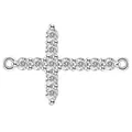Silver cross pendant with sparkling zircons set in premium 18K white gold plating - Cross Connector (NK8096) / Double Hole Silver