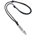 Retro ethnic style men's necklace with carved alloy pendant and black adjustable cord - Phurba Vajra Style (As Shown)