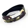 Double-wrap camouflage leather bracelet with a polished silver magnetic buckle - Camouflage (Magnetic Buckle)