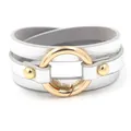 Modernes PU-Lederarmband dreifach gewickelt mit goldenem Ringverschluss und Silberband - Silber