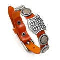 Vintage Route 66 bruine lederen punk armband met zilveren klinknagels en metalen gesp - Lichtkoffie