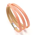 Pulsera de varias capas de cuero PU con purpurina y cierre magnético plateado de mujer - Naranja