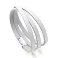 Pulsera de cuero PU multicapa con purpurina plateada y cierre magnético para mujer - Gris