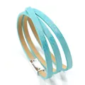 Pulsera multicapa de cuero PU azul brillante con cierre magnético plateado - Azul