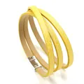 Pulsera multicapa de cuero PU amarillo con purpurina y cierre magnético de plata - Amarillo