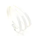 Pulsera multicapa de cuero PU blanco brillante con purpurina plateada y cierre de metal - Blanco