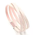 Pulsera multicapa de cuero PU rosa con textura de purpurina y cierre magnético - Rosa