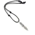 Vintage ethnic necklace with silver deity dagger pendant on a black woven cord - Deity Dagger Style