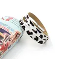Two-layer wrap leopard print PU leather bracelet with silver buckle for women - White
