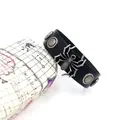 Bracelet punk large en cuir noir avec breloque araignée et rivets argentés pour hommes - Noir