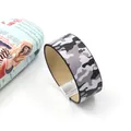 Fashionable wide PU leather bracelet featuring grey camouflage print and magnetic clasp - Camouflage Gray