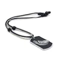 Vintage wing pendant necklace featuring a black rectangular tag and double-strand chains - Wings Style