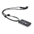 Mens punk cross sword rectangular pendant necklace with silver bead and black woven cord - Sword Cross Style