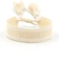 Adjustable beige woven bracelet with embroidered PEACE text and decorative tassels - Off-White PEACE
