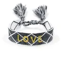 Bracciale dell'amicizia etnico con ricamo dorato LOVE e nappe monocromatiche - Rombo LOVE