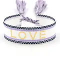 White woven LOVE bracelet with purple wavy patterns and colorful tassels - Gold LOVE Style 3