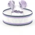 Handwoven LOVE letter friendship bracelet in purple and white with stylish tassels - Silver LOVE Style 3