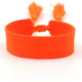 Ethnic woven cotton wristband in vibrant orange with adjustable tassel and DIY braid - Orange (B020)