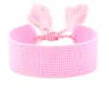 Ethnic style woven light pink friendship bracelet with tassels and adjustable closure - Light Pink (B044)