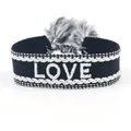 Zwart-wit geweven vriendschapsarmband met wit LOVE-borduurwerk en kleine kwastjes - Zwart LOVE Stijl