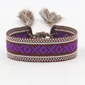 Brown woven wristband with purple XOXO embroidery and stylish fringe tassels - AS PICTURE2 / Brownish Purple