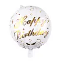 18-inch white round foil balloon with golden Happy Birthday text and champagne glasses - White Gold Brown Champagne Stars Style (18 Inch I)