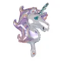 Mini laser unicorn foil balloon with iridescent purple finish for birthday party decoration - 45x28cm / Purple