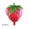Grand ballon fraise en aluminium 64x50cm rouge avec feuilles pour fête d'anniversaire - Fraise