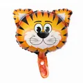 Cartoon tiger head aluminum foil balloon with orange and yellow vibrant animal print - Tiger Head