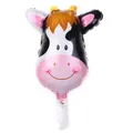 Mini cow head cartoon balloon made of foil with handheld stick for party decoration - Mini Cow Shape / 43*23cm / Black, White & Pink