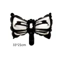 Ballon en aluminium nœud papillon noir à rayures blanches pour fête, 33x21cm - Style Mini Nœud Papillon