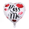 18-inch heart-shaped foil balloon with red lip prints and black Kiss Me text for party - 18 Inch A