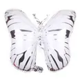 Large butterfly foil balloon with elegant white and silver metallic wing patterns for party decor - Silver