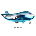 Ballon avion en aluminium bleu pour décoration de fête d'anniversaire, 82x42cm - Bleu
