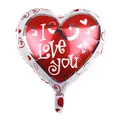 Red heart-shaped I Love You foil balloon with white accents for Valentine decoration - 18 Inch I