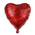 18-inch heart-shaped red foil balloon with romantic rose floral print for party decor - 18 Inch D