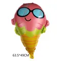 Ballon en aluminium glace avec smiley lunettes de soleil pour fête 63,5x49cm - Glace Avec Lunettes de Soleil