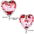 18 inch double-sided heart foil balloon with Hugs & Kisses and I Love You prints - 18 Inch N