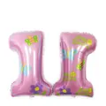 Pink number one foil balloons with Happy 1st Birthday text and butterfly patterns - Number 1 Butterfly Bee Style / Pink