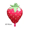 Ballon fraise en aluminium pour fête d'anniversaire, taille 65x45cm en rouge vif - Fraise Fleur Rouge