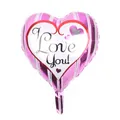 Pink striped 18-inch heart foil balloon with I Love You lettering for party decor - 18 Inch Q