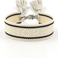 Handwoven cream cotton bracelet featuring HOPE lettering and black striped accents - Silver HOPE Style 2