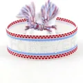 Handmade red white blue woven bracelet with white Forever letters and tassels - Silver FOREVER Style